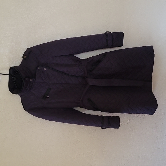 Cole Haan Thermore Leather Trim Belted Long Jacket - Picture 1 of 14